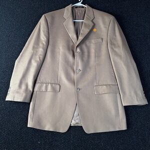 Calvin Klein Men Tan Wool Blend Blazer Suit Jacket Sport Coat Men's Size 44R